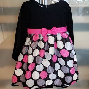 Black Velvet and Multi-colored Polka Dotted Dress